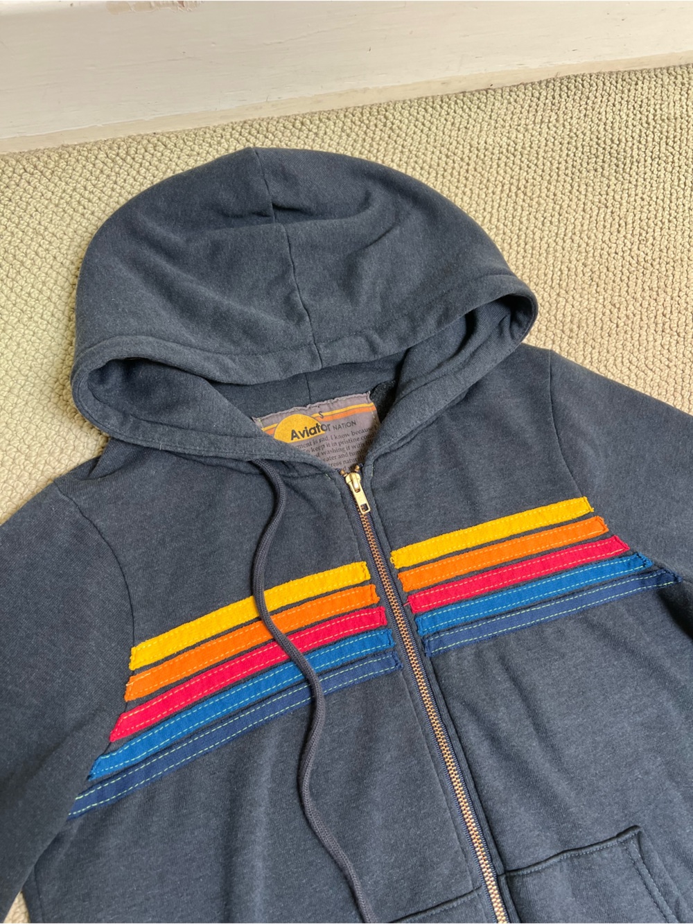 Worn Once-Aviator Nation 5 Stripe Hoody - Picture 5 of 7